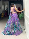 Purple Colour Tussar Silk With Floral Print Lehenga With Blouse Dupatta Wholesale Price In Surat